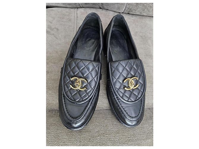 Mocassini Chanel in pelle trapuntata nera Nero - vista 15