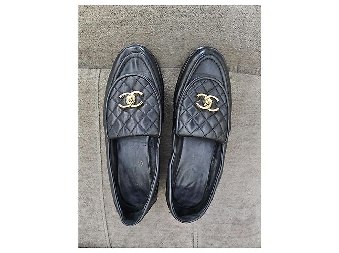 Mocassini Chanel in pelle trapuntata nera Nero - vista 8