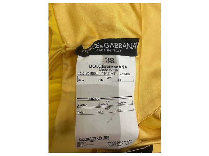 Dolce & Gabbana Maxikleid aus gelber Seide mit Schleife Gr. 38 Gebraucht - Ansicht 2