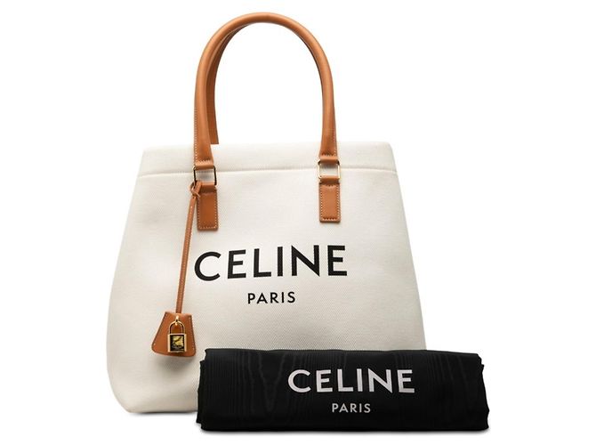 Céline Celine New Horizontal Tote Bag Braun Weiß - Ansicht 7