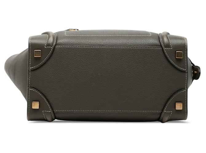 Céline Borsa Celine Luggage Micro Shopper Marrone Verde Cachi - vista 3