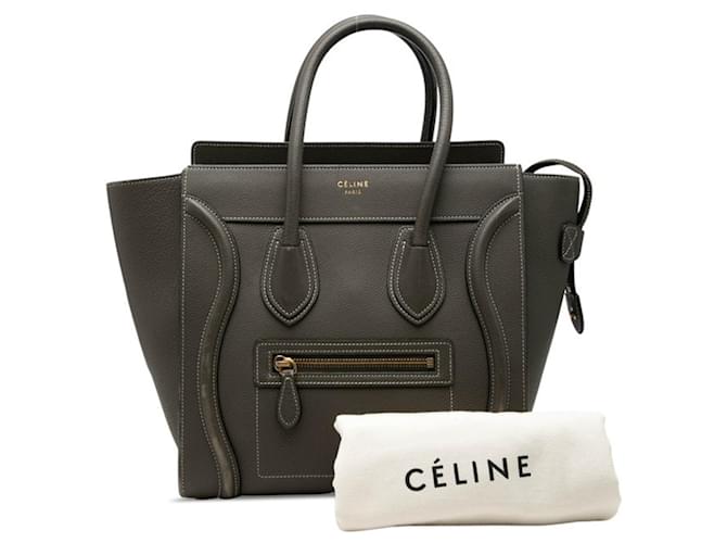 Céline Borsa Celine Luggage Micro Shopper Marrone Verde Cachi - vista 7