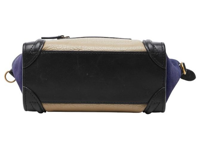 Céline Borsa Celine Luggage Nano Shopper Nero Beige Blu navy - vista 3