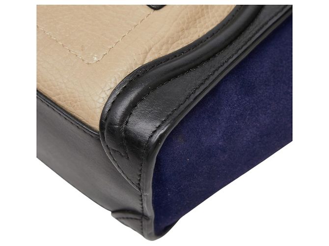 Céline Borsa Celine Luggage Nano Shopper Nero Beige Blu navy - vista 4