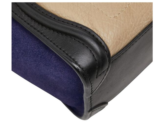 Céline Borsa Celine Luggage Nano Shopper Nero Beige Blu navy - vista 5