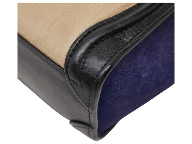 Céline Borsa Celine Luggage Nano Shopper Nero Beige Blu navy - vista 6