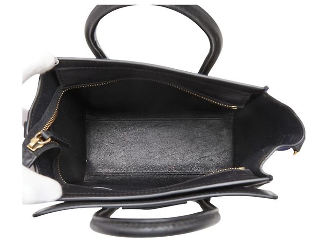 Céline Borsa Celine Luggage Nano Shopper Nero Beige Blu navy - vista 8