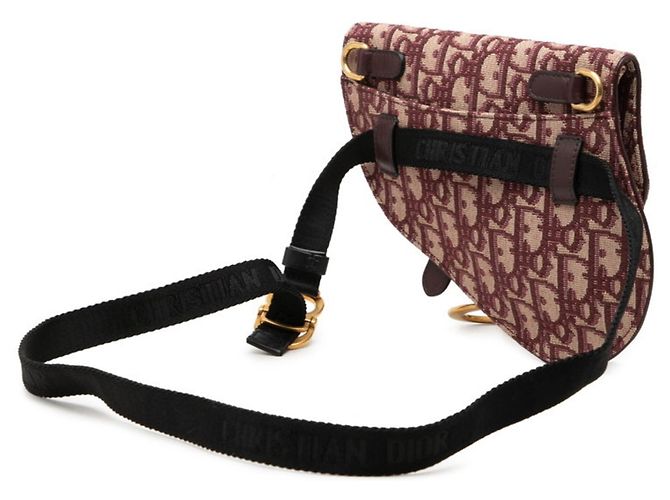 Borsa a tracolla Christian Dior Dior Oblique Trotter Saddle Beige Bordò - vista 2