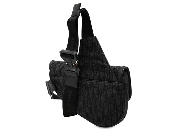 Borsa Saddle Oblique Christian Dior Nero - vista 2
