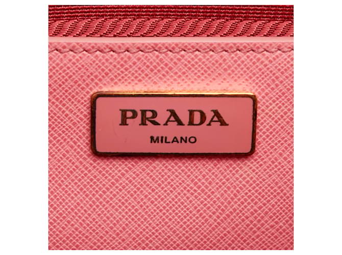 Borsa Prada Galleria Triangle Logo Plate Rosa - vista 10