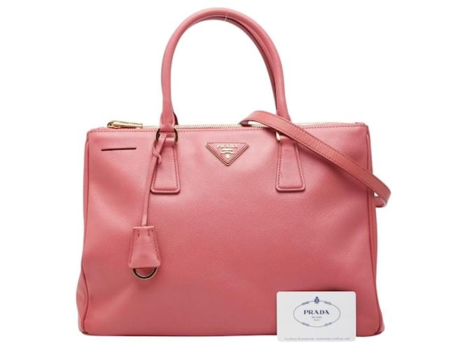 Borsa Prada Galleria Triangle Logo Plate Rosa - vista 15