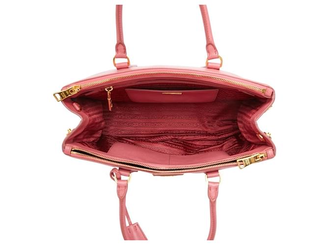 Borsa Prada Galleria Triangle Logo Plate Rosa - vista 9