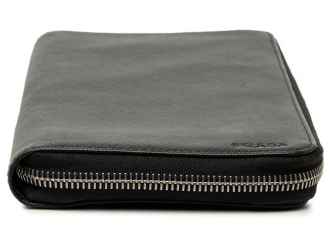 Cartera larga de cuero Saffiano negro Prada - vista 3