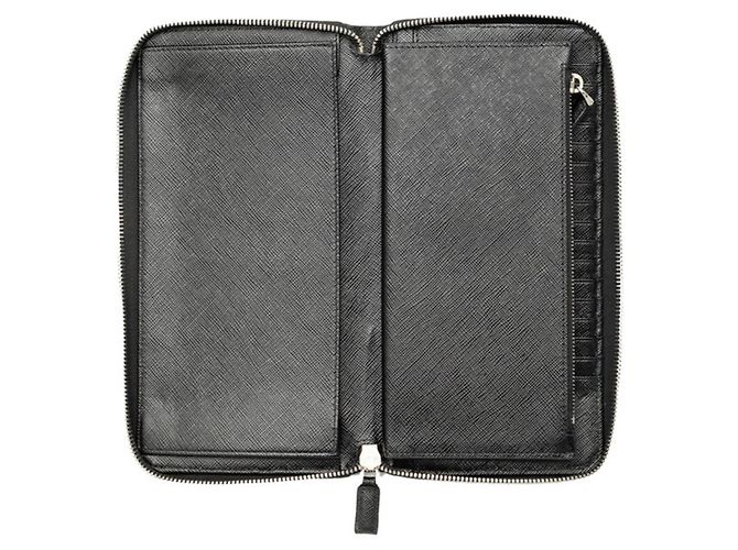 Cartera larga de cuero Saffiano negro Prada - vista 4
