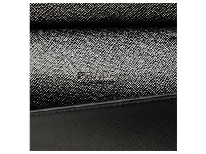 Cartera larga de cuero Saffiano negro Prada - vista 6