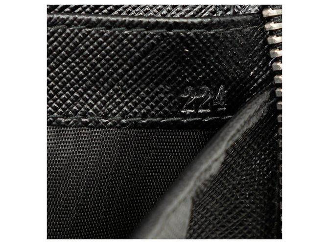 Cartera larga de cuero Saffiano negro Prada - vista 7