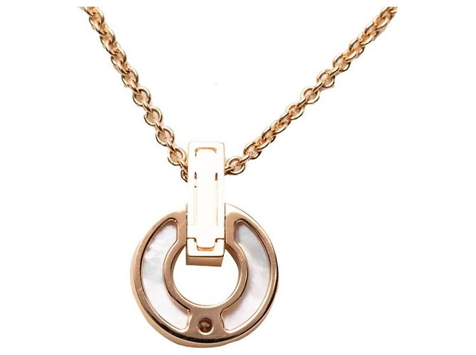 Bulgari Bvlgari Perlmutt- und Diamantanhänger-Halskette - vista 2