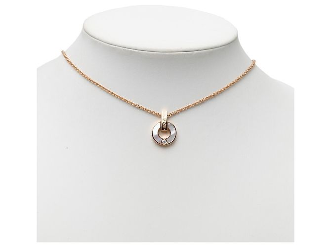 Bulgari Bvlgari Perlmutt- und Diamantanhänger-Halskette - vista 7