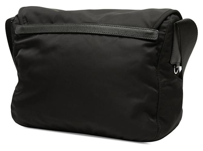 Borsa a tracolla con placca logo Triangle Prada Nero - vista 2