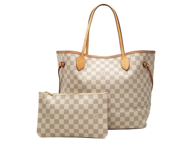 Borsa Tote Louis Vuitton Damier Azur Neverfull MM Crudo - vista 7