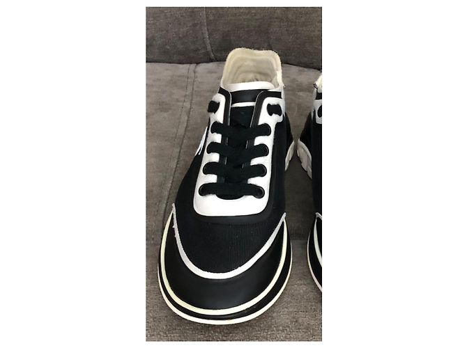 Sneakers Chanel CC Logo Nero Bianco - vista 9