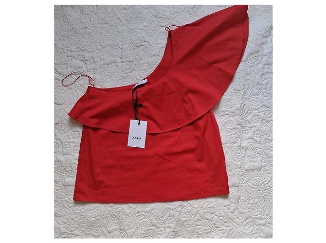 Zapa Paris Top rojo asimétrico con volantes Roja - vista 5