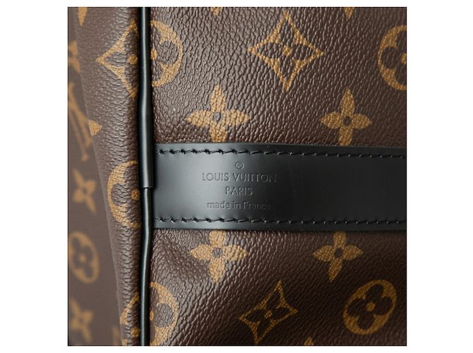 Louis Vuitton Monogram Macassar Keepall Bandoulière 55 Marrone Nero - vista 5