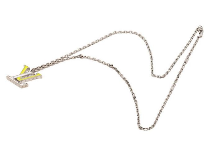 Collana con pendente a catena LV Colors Louis Vuitton Argento Bianco Giallo - vista 4