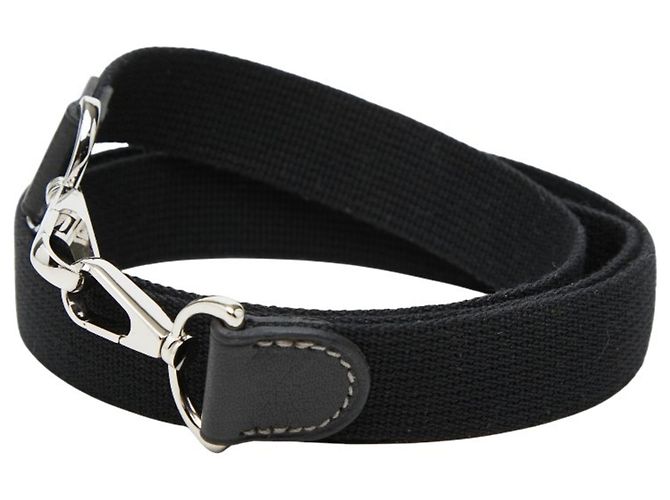 Hermès Tracolla in pelle e tela nera Hermes Nero - vista 2