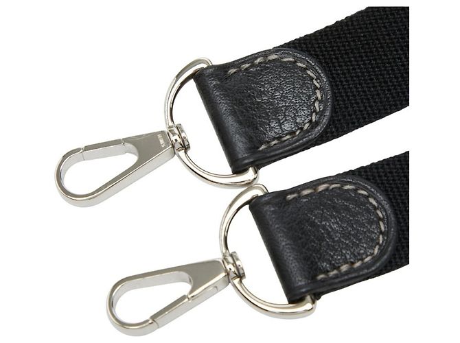 Hermès Tracolla in pelle e tela nera Hermes Nero - vista 4