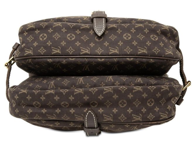 Borsa a tracolla Louis Vuitton Monogram Mini Lin Saumur 30 Marrone scuro - vista 3