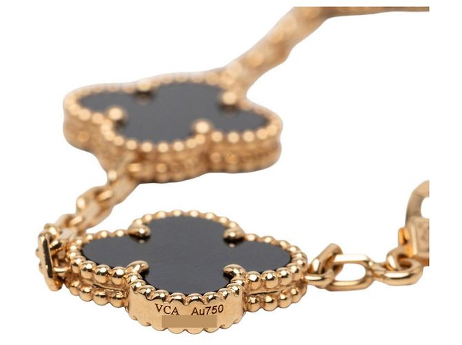Bracciale Vintage Alhambra 5P Onyx di Van Cleef & Arpels Nero D'oro - vista 7