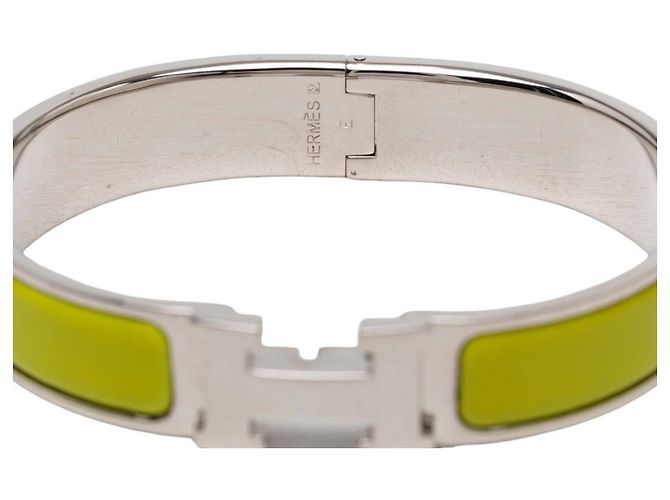 Hermès Pulseira rígida de esmalte Click H PM Hermes Prata Verde Amarelo - vista 4