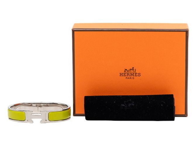 Hermès Pulseira rígida de esmalte Click H PM Hermes Prata Verde Amarelo - vista 6