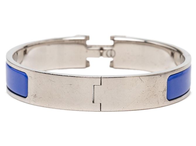 Hermès Hermes Click H GM Emaille Armreif Silber Blau - Ansicht 3