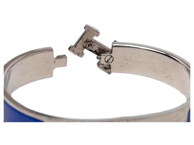 Hermès Hermes Click H GM Emaille Armreif Silber Blau - Ansicht 4