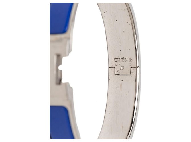 Hermès Hermes Click H GM Emaille Armreif Silber Blau - Ansicht 5