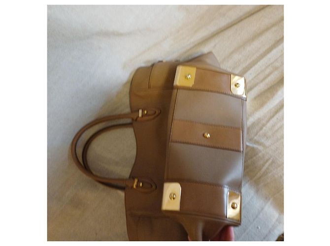 Salvatore Ferragamo Borsa Tote in Pelle Marrone Taupe - vista 2