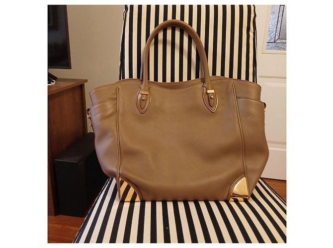 Salvatore Ferragamo Borsa Tote in Pelle Marrone Taupe - vista 8