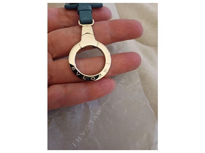 Bulgari 125th Anniversary Blue Leather Keychain - view 6
