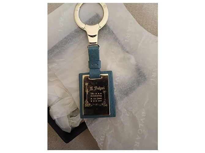 Bulgari 125th Anniversary Blue Leather Keychain - view 7