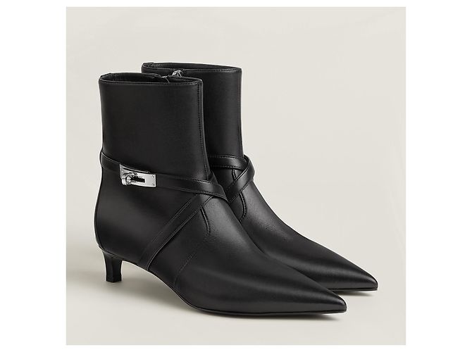 Hermès Botines Nice en napa con hebilla Kelly Negro - vista 11