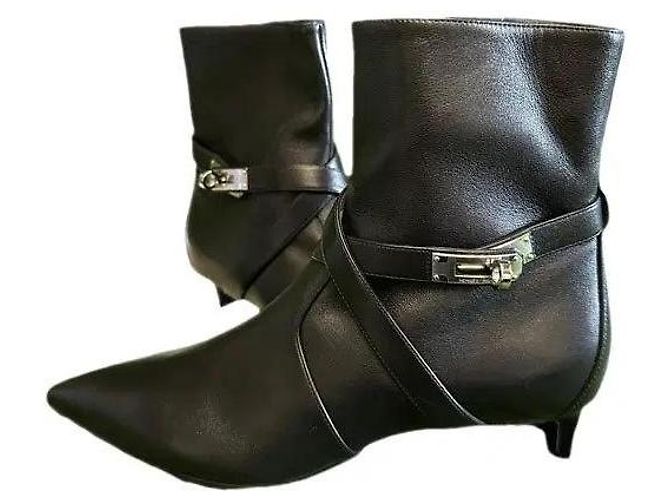 Hermès Botines Nice en napa con hebilla Kelly Negro - vista 2