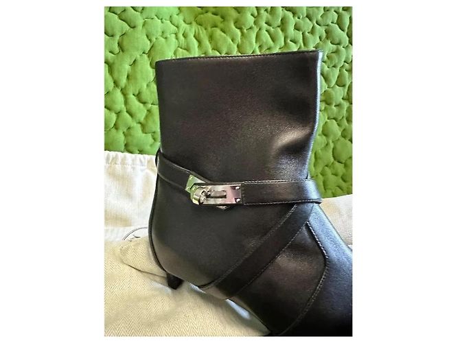 Hermès Botines Nice en napa con hebilla Kelly Negro - vista 3
