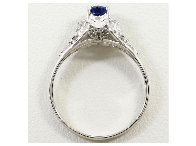 Autre Marque Platinring mit Saphir und Diamant - vista 2