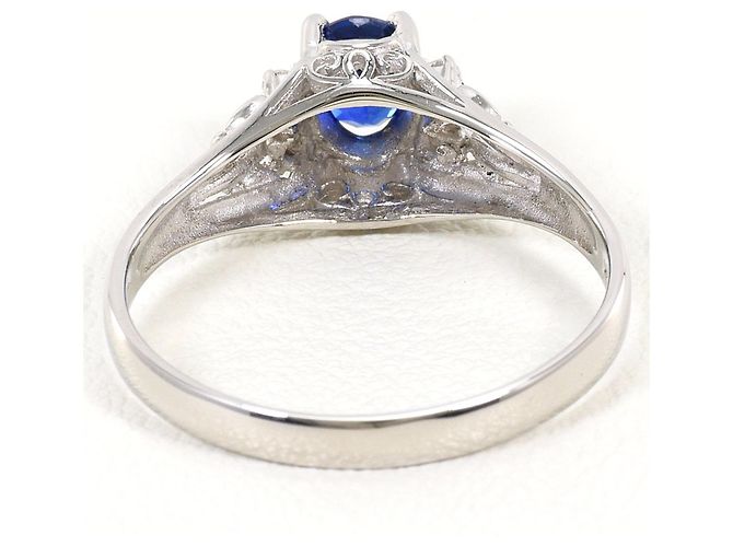 Autre Marque Platinring mit Saphir und Diamant - vista 3