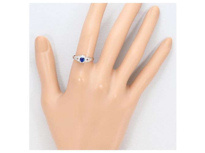 Autre Marque Platinring mit Saphir und Diamant - vista 6
