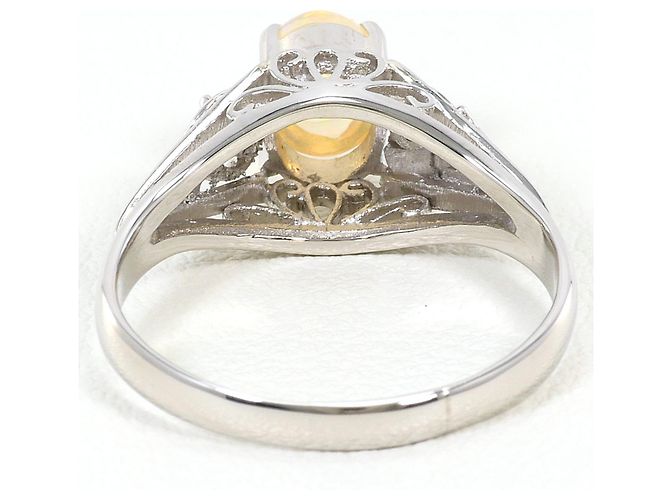 Autre Marque Platin-Ring mit Diamant und Opal - Ansicht 4