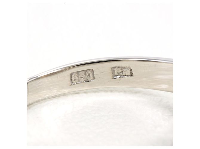 Autre Marque Platin-Ring mit Diamant und Opal - Ansicht 5