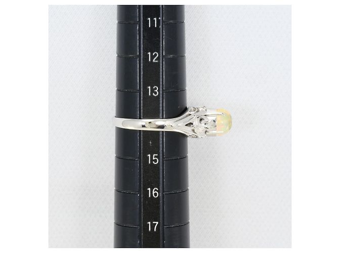 Autre Marque Platin-Ring mit Diamant und Opal - Ansicht 7